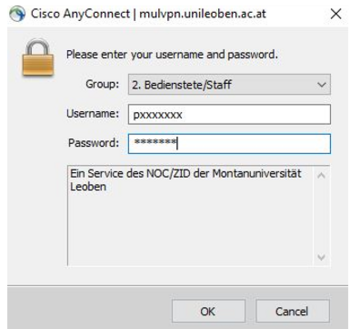 Abb. Username und Passwort eingeben